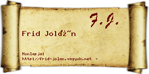Frid Jolán névjegykártya